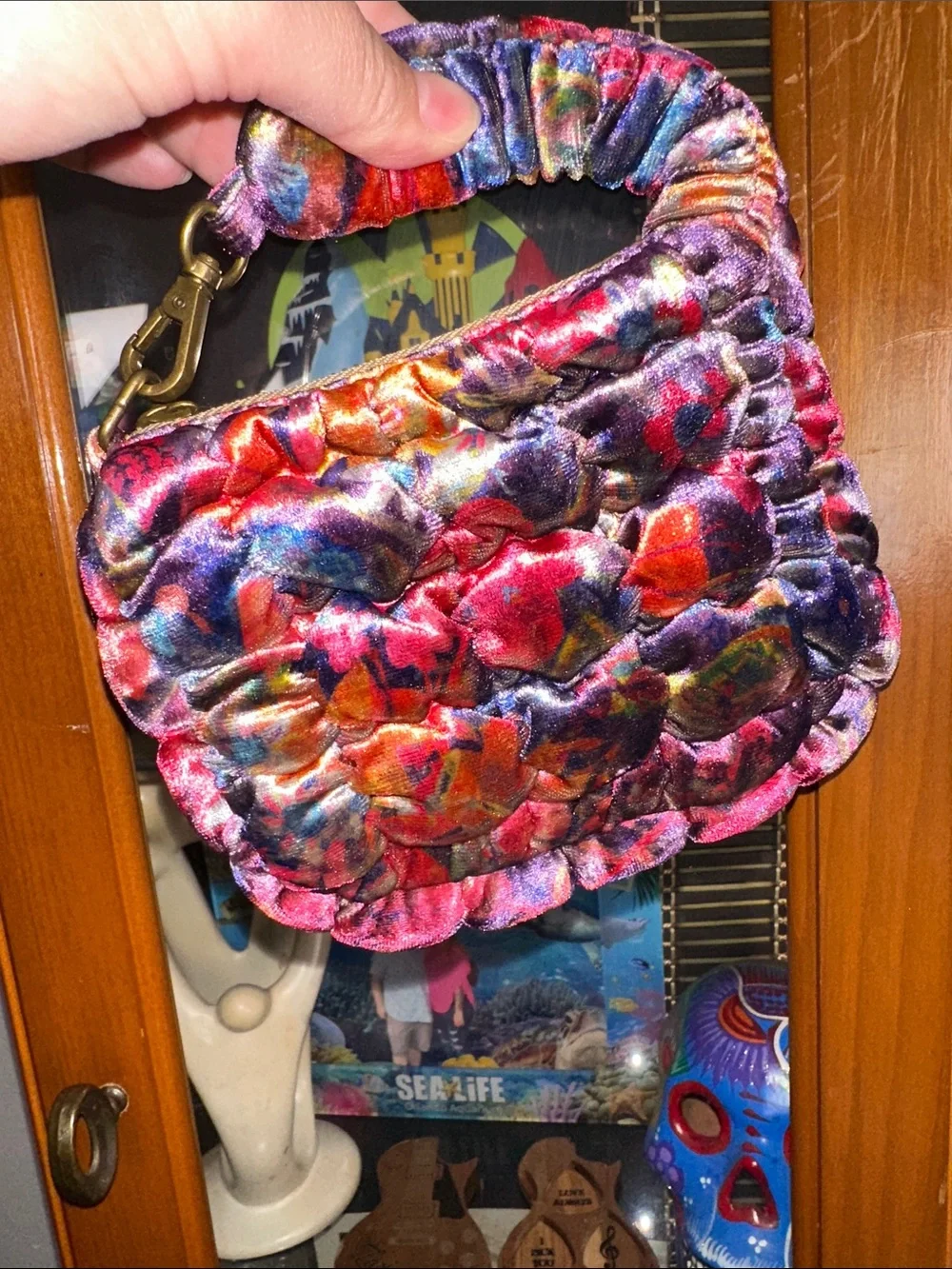 NATURAL LIFE Multicolor Quilted Velvet Wristlet